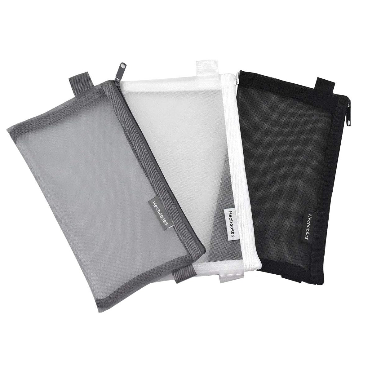 10 Pcs Clear Mesh Pencil Pouches Nylon Transparent 3 Colours