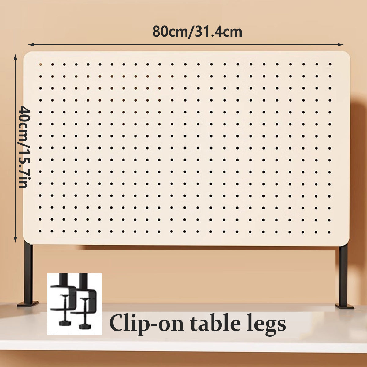 Desktop Pegboard Storage Shelf with Clip-On Mount