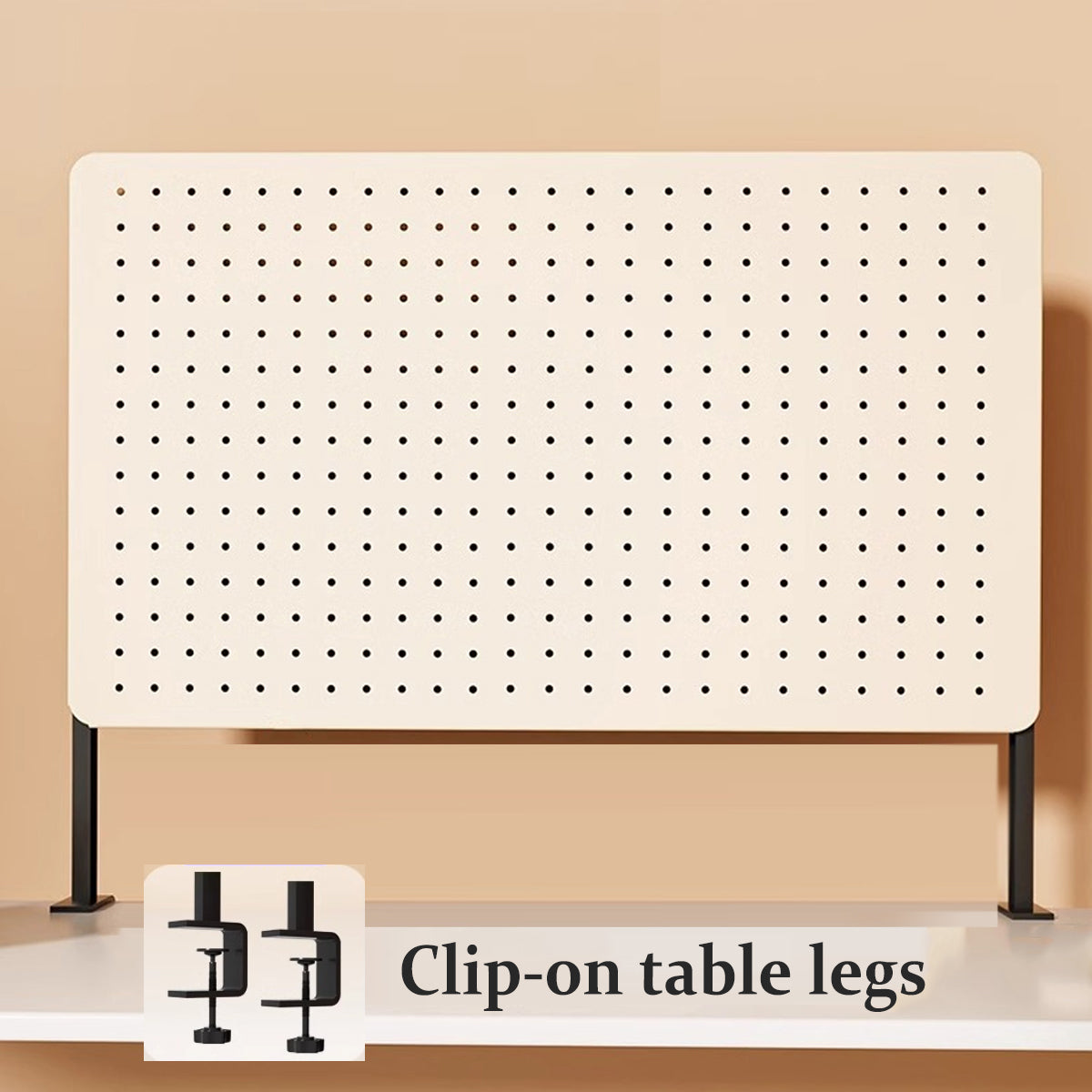 Desktop Pegboard Storage Shelf with Clip-On Mount