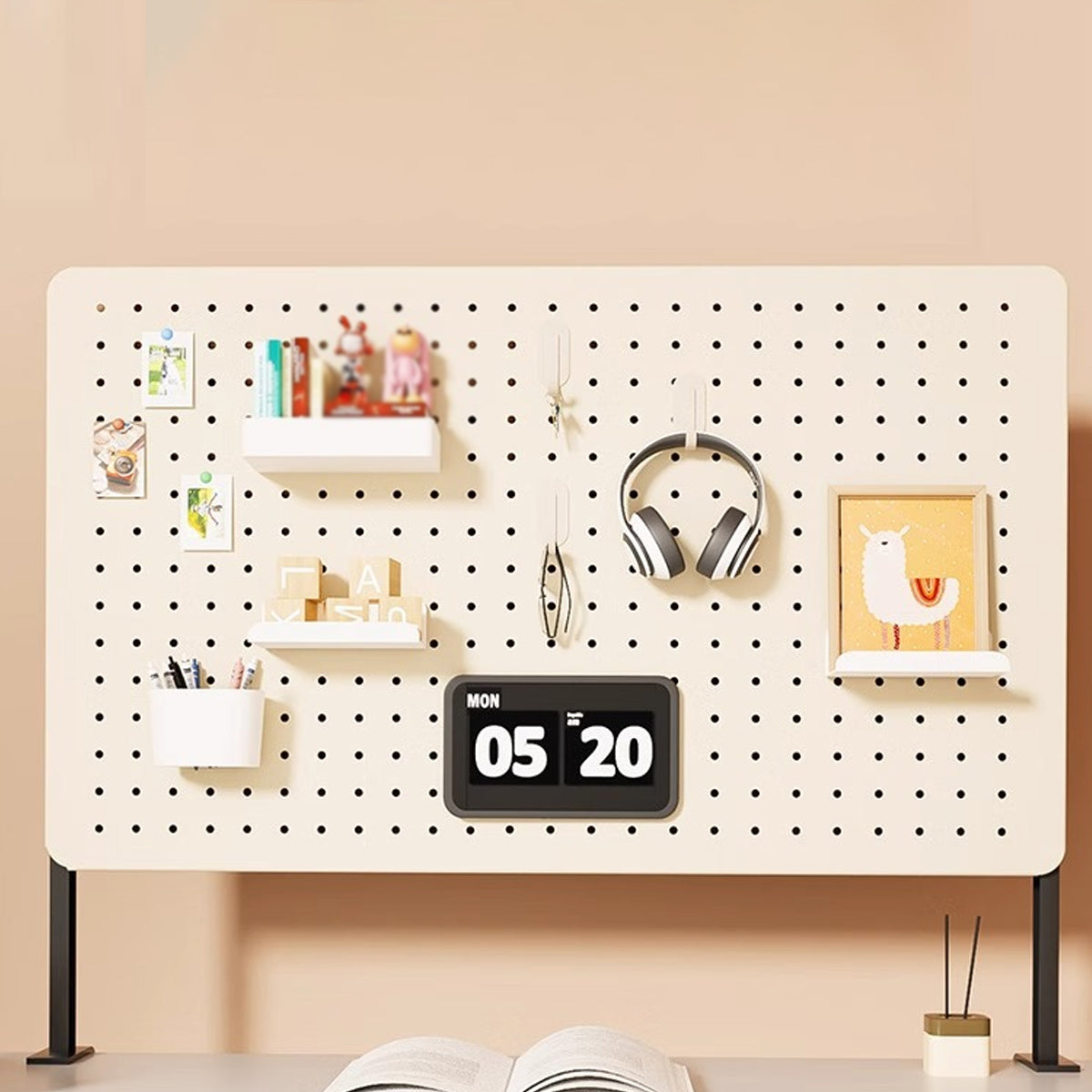 Desktop Pegboard Storage Shelf with Clip-On Mount