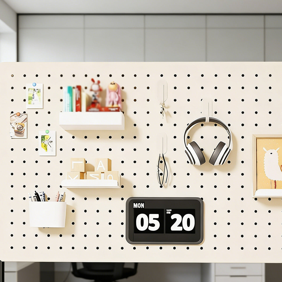Desktop Pegboard Storage Shelf with Clip-On Mount