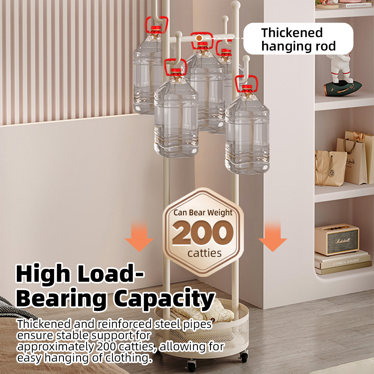 Moveable Floor Coat Rack for Bedroom Storage