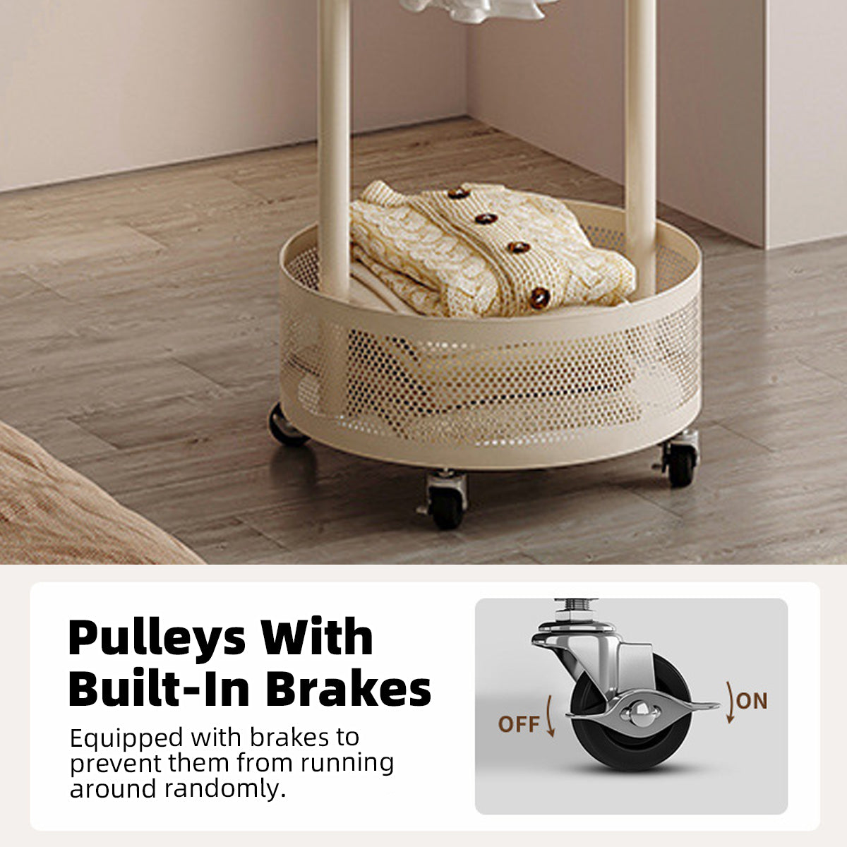 Moveable Floor Coat Rack for Bedroom Storage