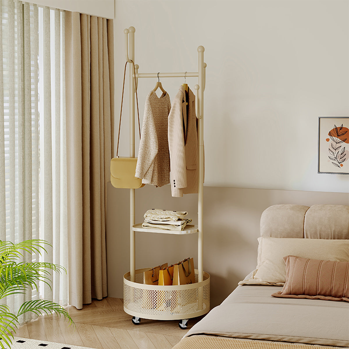 Moveable Floor Coat Rack for Bedroom Storage