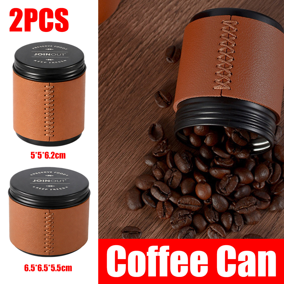 2pcs Mini Coffee Bean Storage Jars Airtight Set
