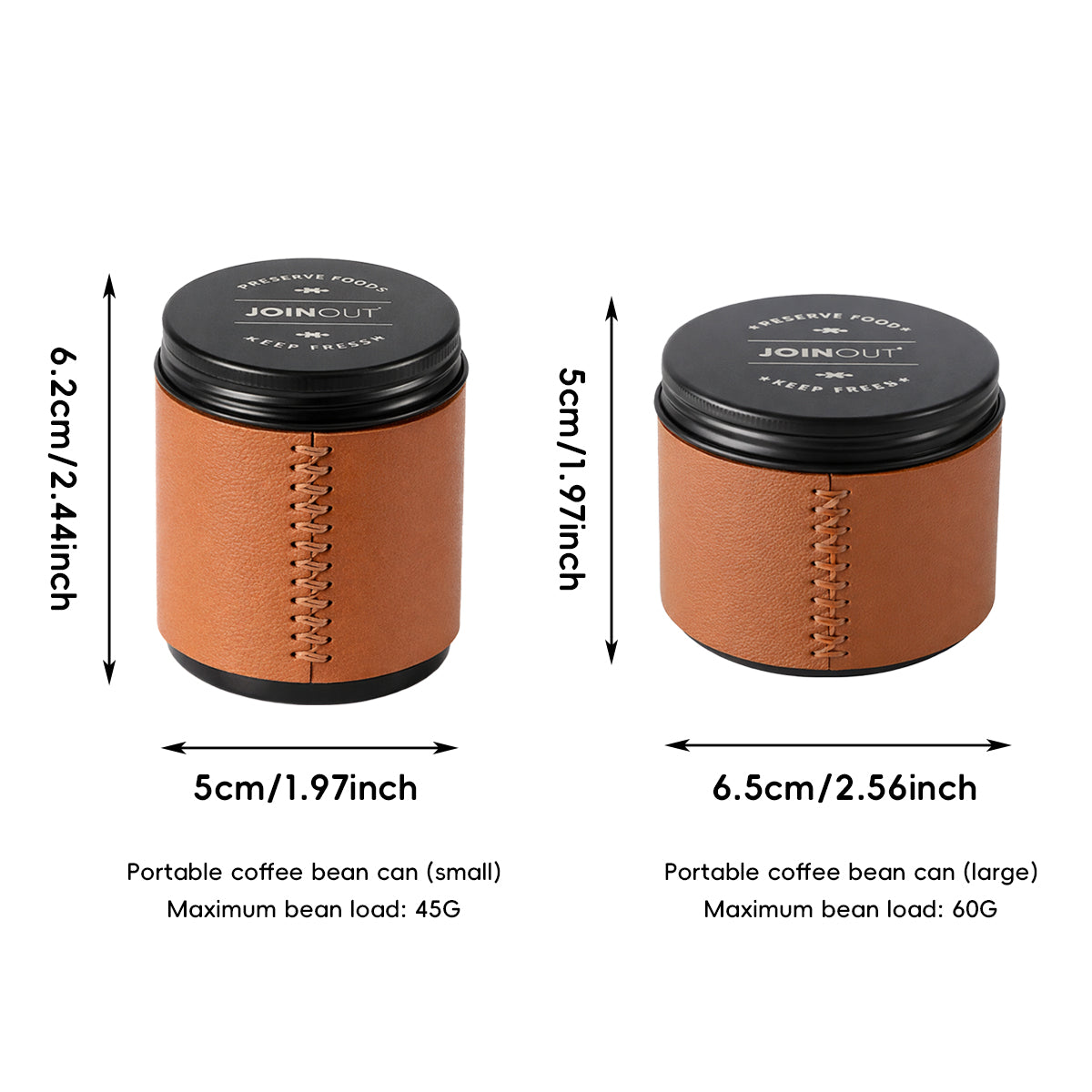 2pcs Mini Coffee Bean Storage Jars Airtight Set