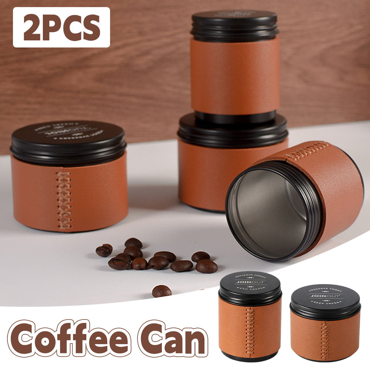 2pcs Mini Coffee Bean Storage Jars Airtight Set