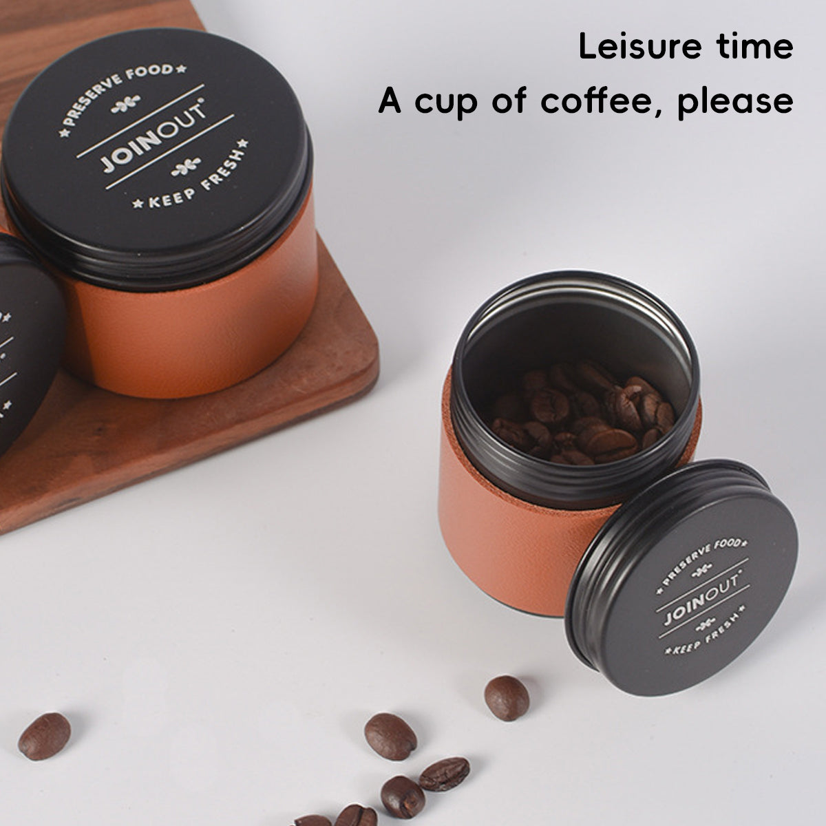 2pcs Mini Coffee Bean Storage Jars Airtight Set