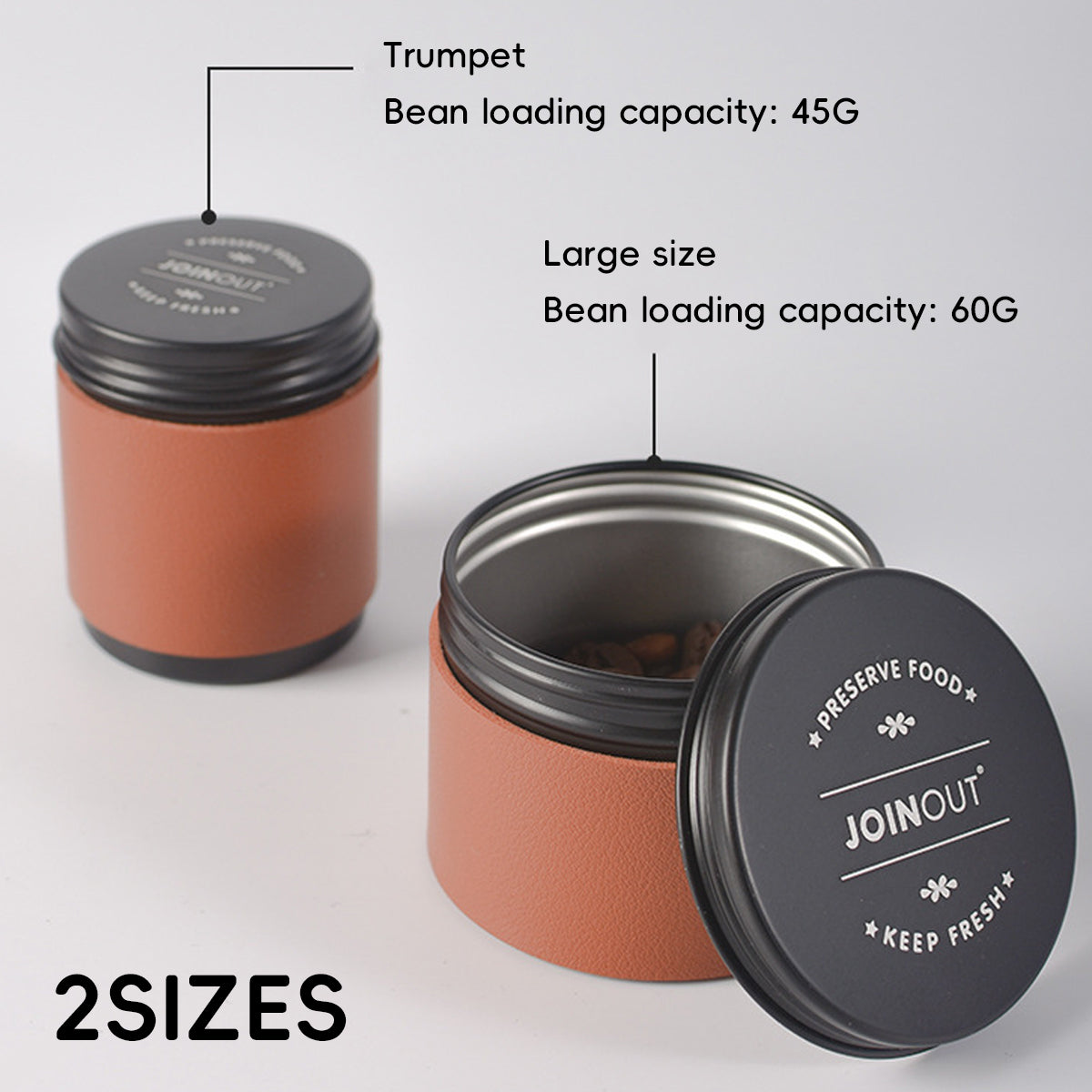 2pcs Mini Coffee Bean Storage Jars Airtight Set