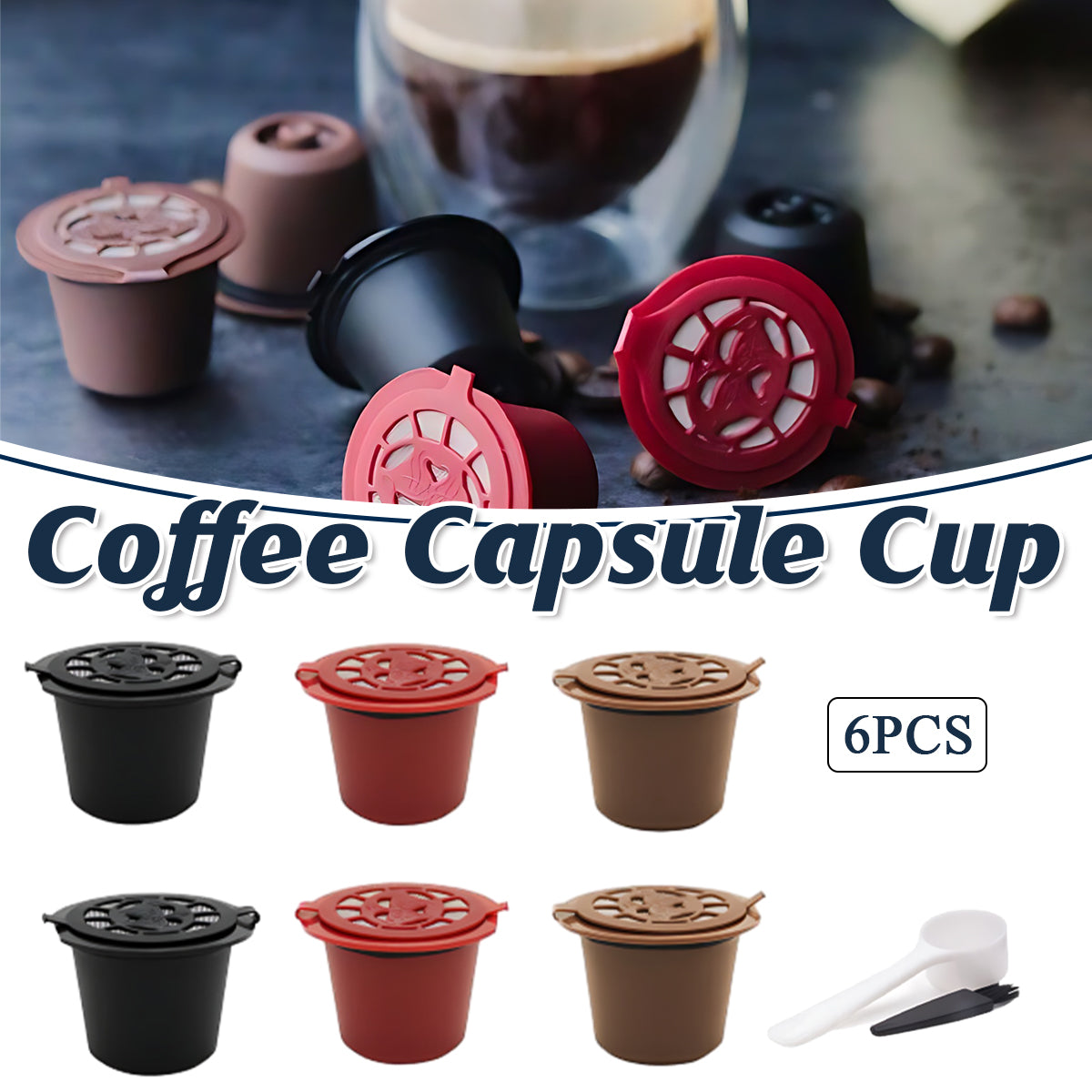 6pcs Refillable Reusable Coffee Pods for Nespresso