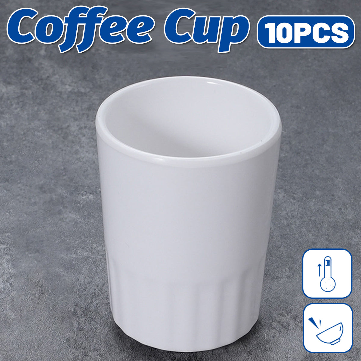 10pcs Shatterproof Melamine Tumbler Mugs in White