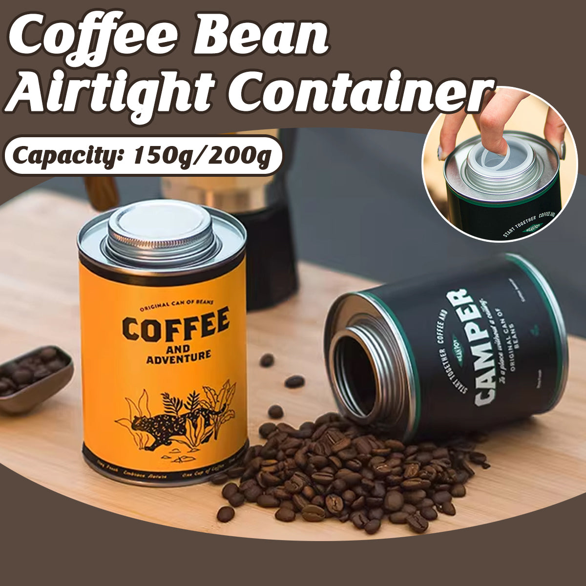 Airtight Coffee Bean Can with Breathing Valve