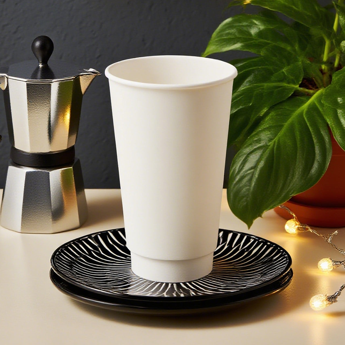 50 Pcs Disposable Takeaway Coffee Cups Double Wall Heat Resistant