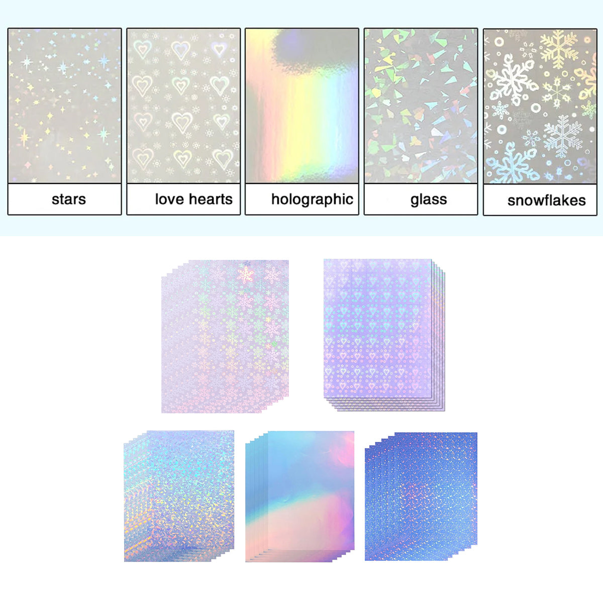30 Pcs Laser Film Stickers Self-Adhesive Waterproof 7 Colours