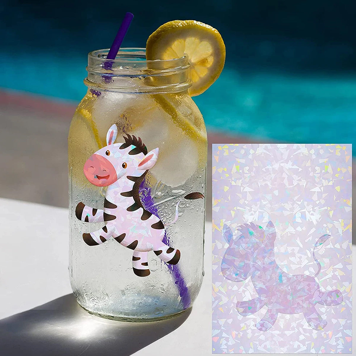30 Pcs Laser Film Stickers Self-Adhesive Waterproof 7 Colours