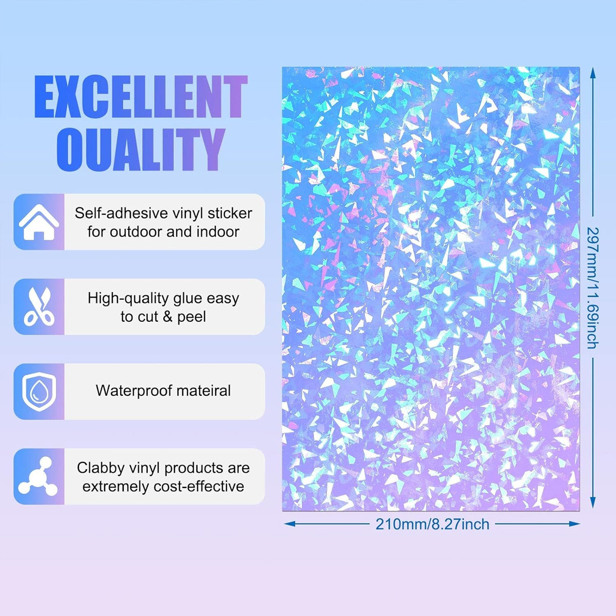 30 Pcs Laser Film Stickers Self-Adhesive Waterproof 7 Colours