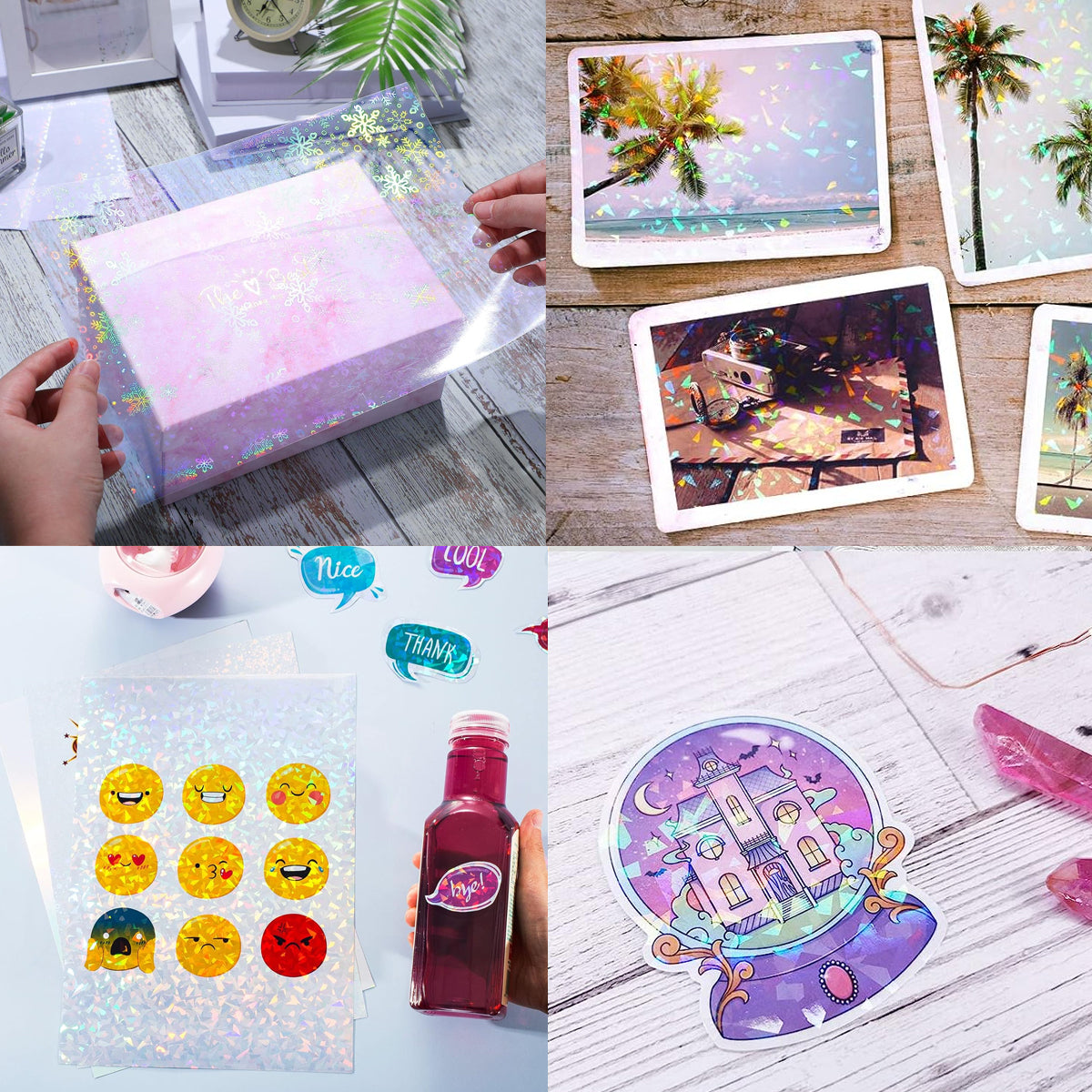 30 Pcs Laser Film Stickers Self-Adhesive Waterproof 7 Colours