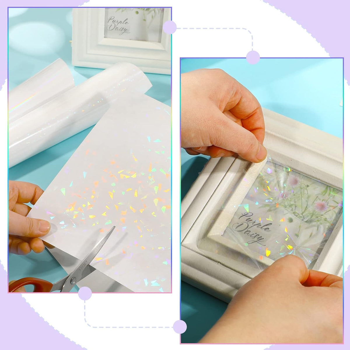 30 Pcs Laser Film Stickers Self-Adhesive Waterproof 7 Colours