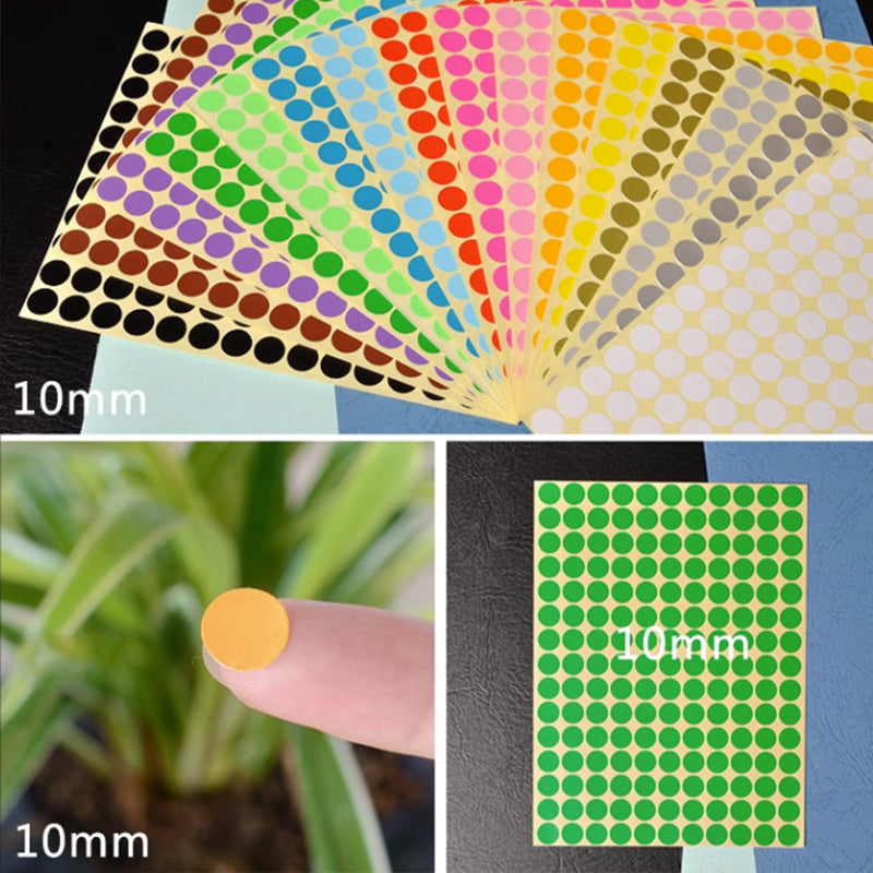 16 Sheets Round Dot Stickers Mixed Colours Self Adhesive