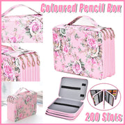 200-Slot Floral Pencil Case with Handle