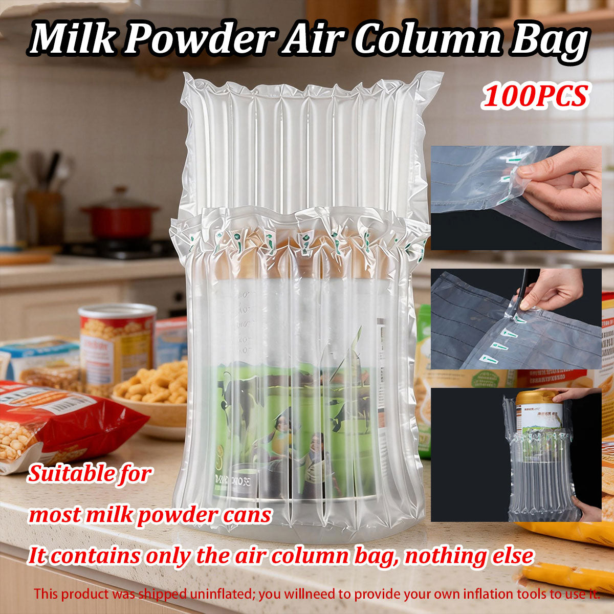 100pcs Air Column Bags for Milk Powder Cans