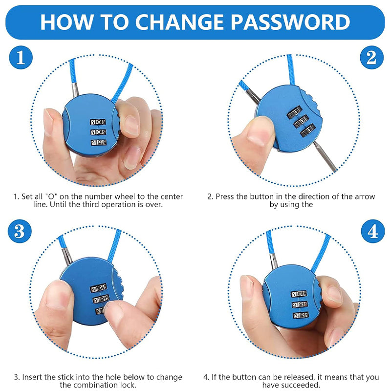 Combination Padlock 3 Digit Long Neck Luggage Lock for Bags and Lockers