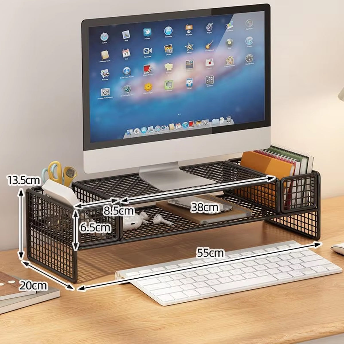 Monitor and Laptop Riser Stand with Storage Compartment