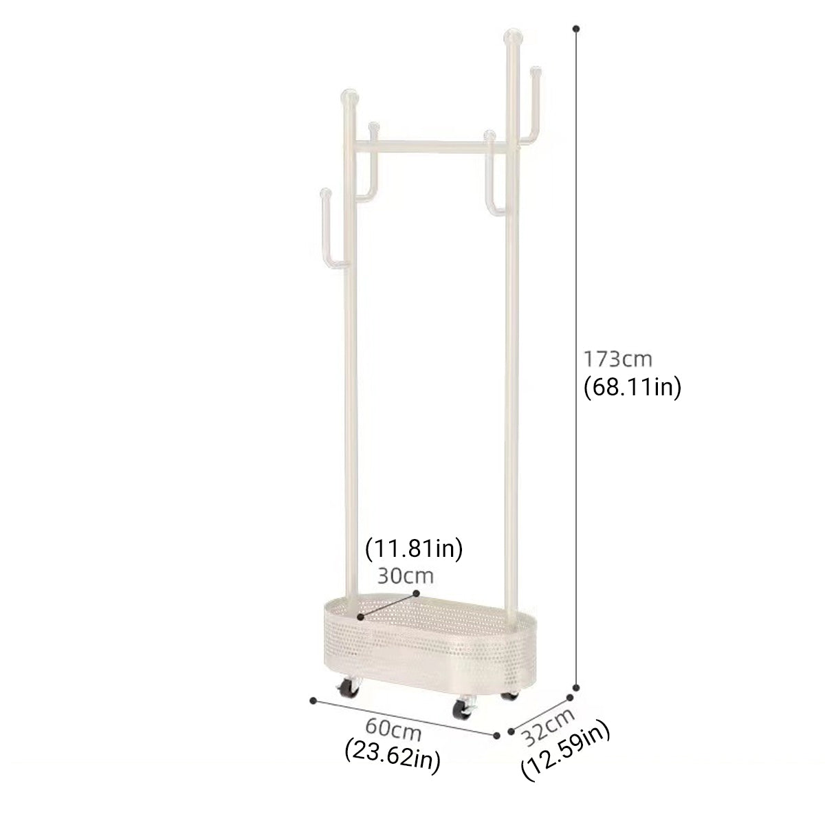 Portable Floor Coat Rack with Wheels for Bedroom