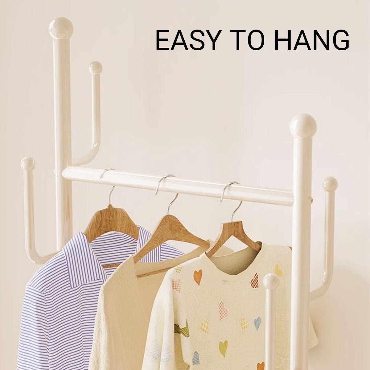 Portable Floor Coat Rack with Wheels for Bedroom