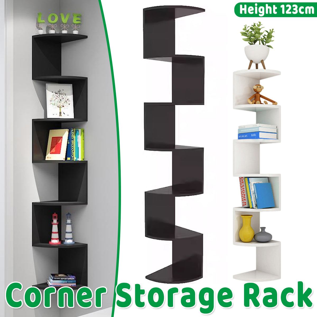 Corner Wall Mounted Storage Rack Multi Tier PVC Shelf