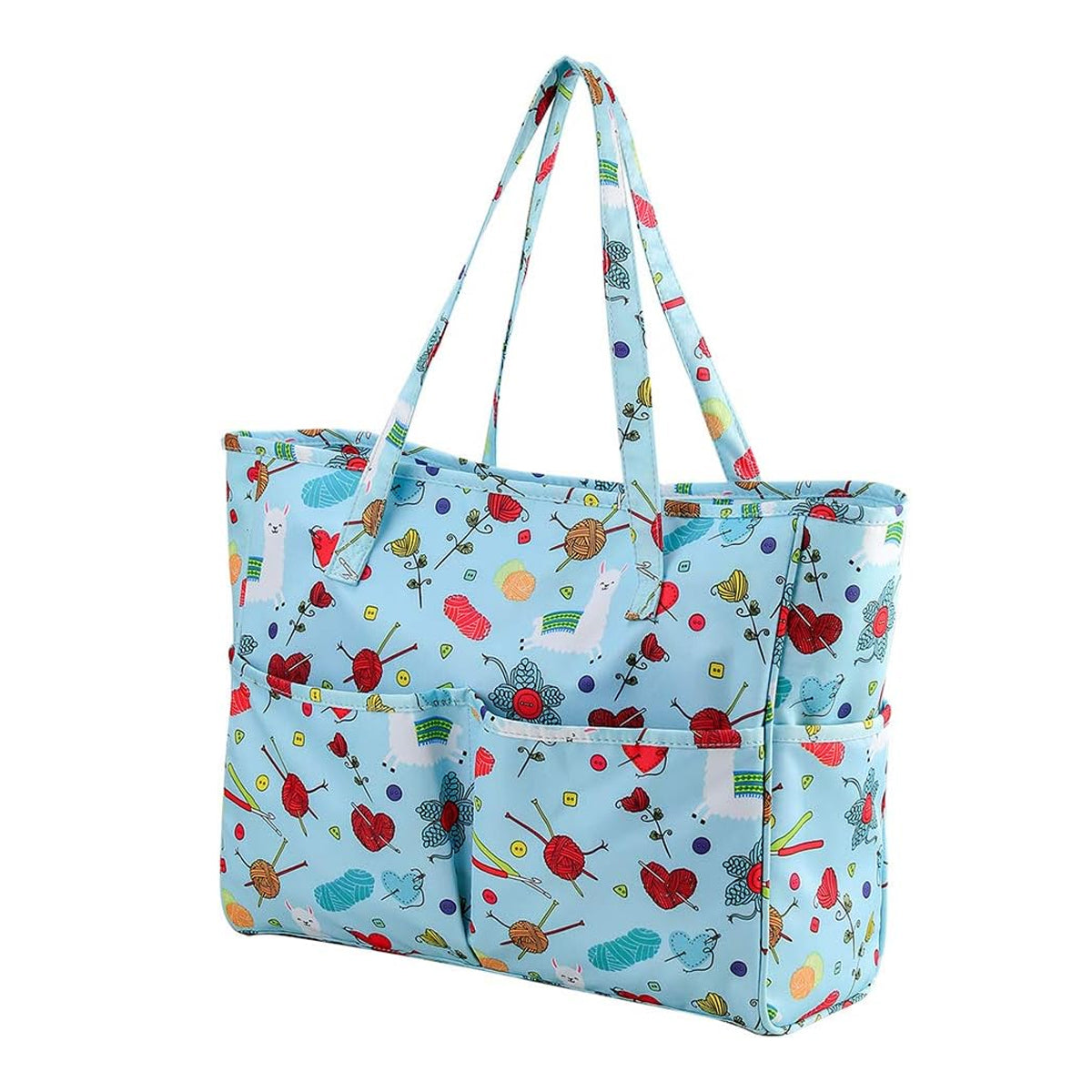 Crochet Yarn Storage Bag Blue Oxford Fabric Tote