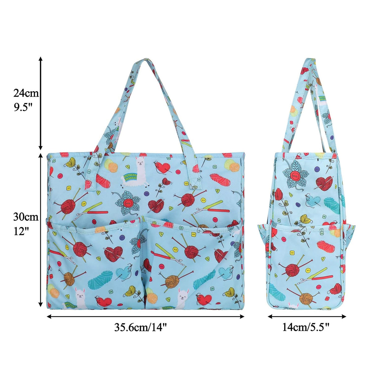 Crochet Yarn Storage Bag Blue Oxford Fabric Tote
