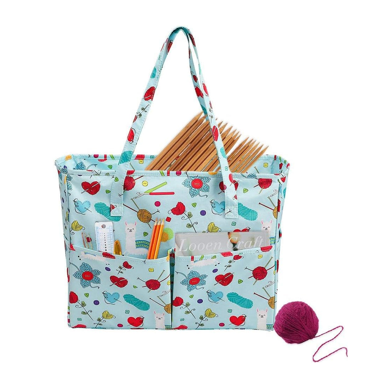 Crochet Yarn Storage Bag Blue Oxford Fabric Tote