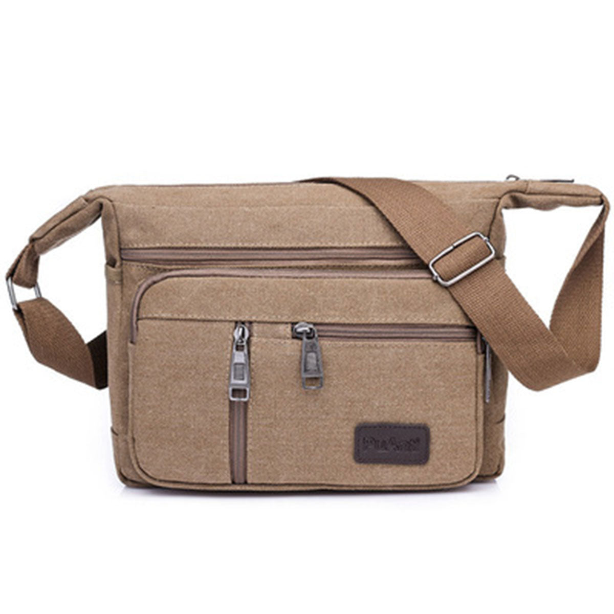 Multi-Layer Canvas Crossbody Messenger Bag
