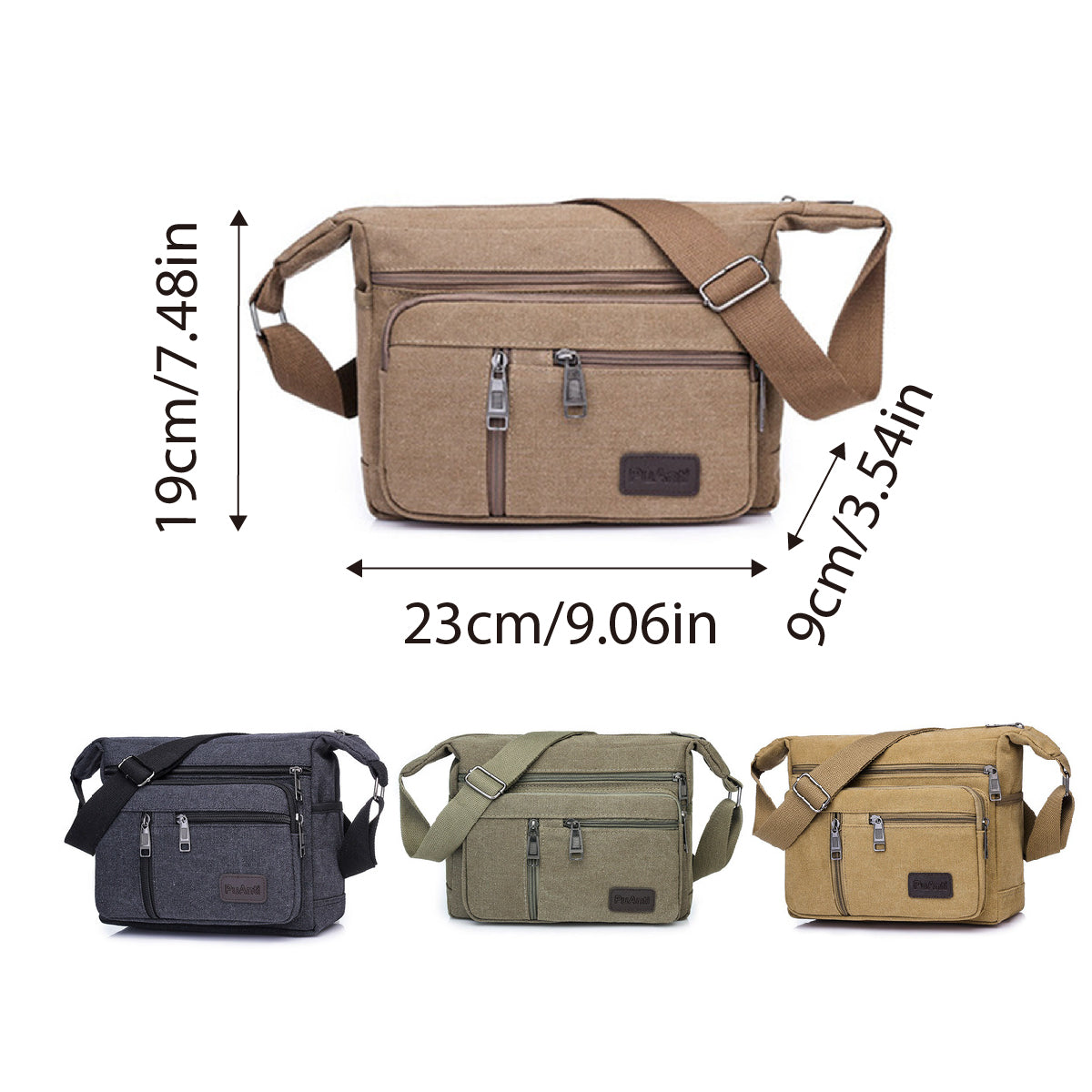Multi-Layer Canvas Crossbody Messenger Bag