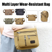Multi-Layer Canvas Crossbody Messenger Bag