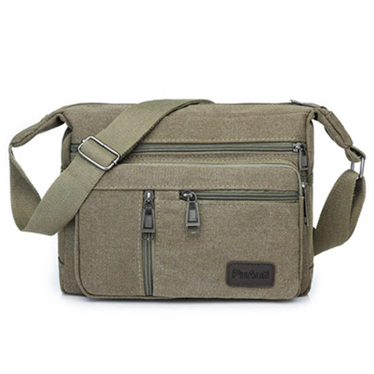 Multi-Layer Canvas Crossbody Messenger Bag