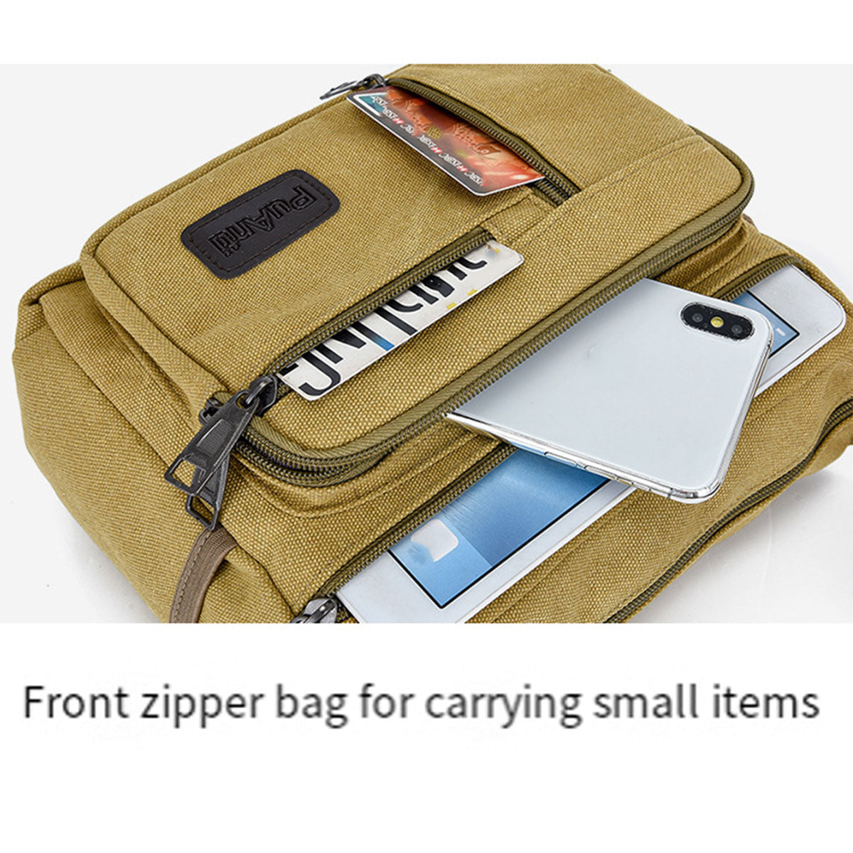 Multi-Layer Canvas Crossbody Messenger Bag