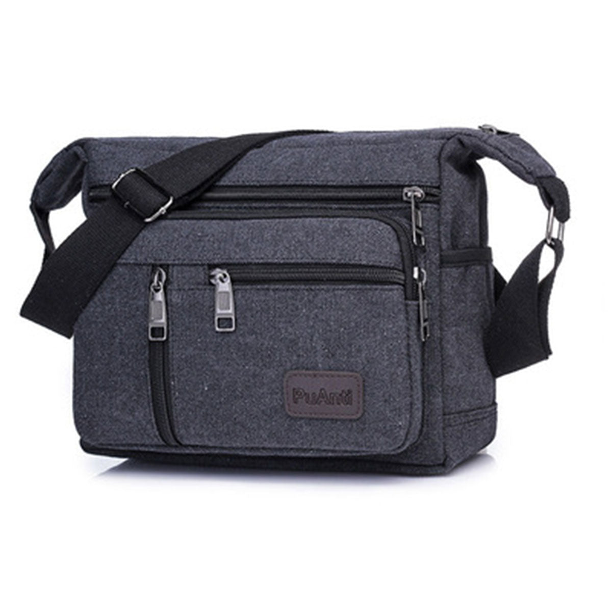 Multi-Layer Canvas Crossbody Messenger Bag