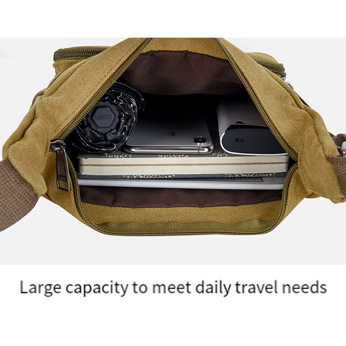 Multi-Layer Canvas Crossbody Messenger Bag