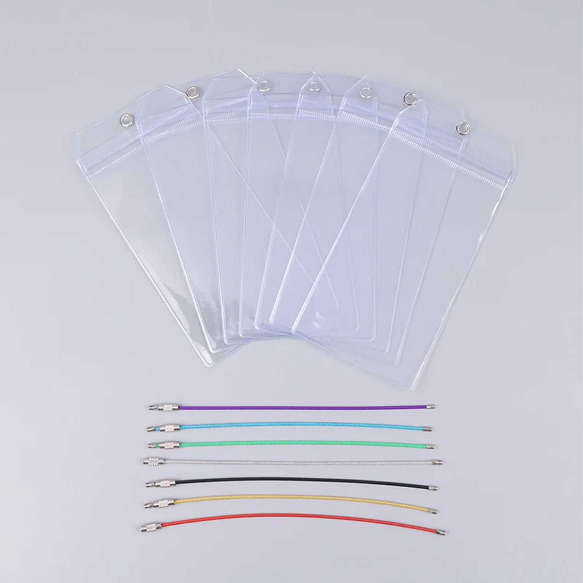 2 Pcs Clear PVC Luggage Tags with Zip Pouch Steel Wire Cable