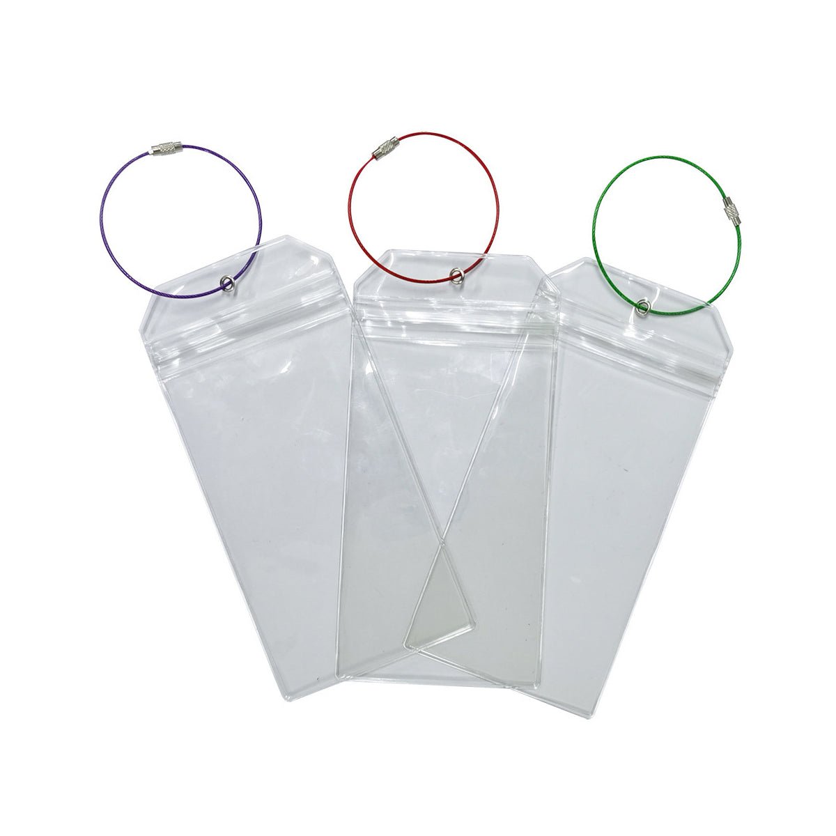 2 Pcs Clear PVC Luggage Tags with Zip Pouch Steel Wire Cable