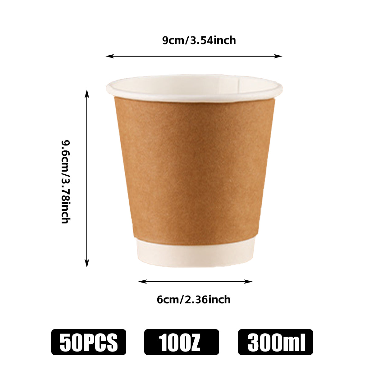 50pcs Disposable 300ml Coffee Cups for Takeaway