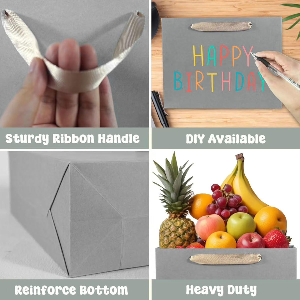 10pcs Paper Gift Bags with Ribbon Handles