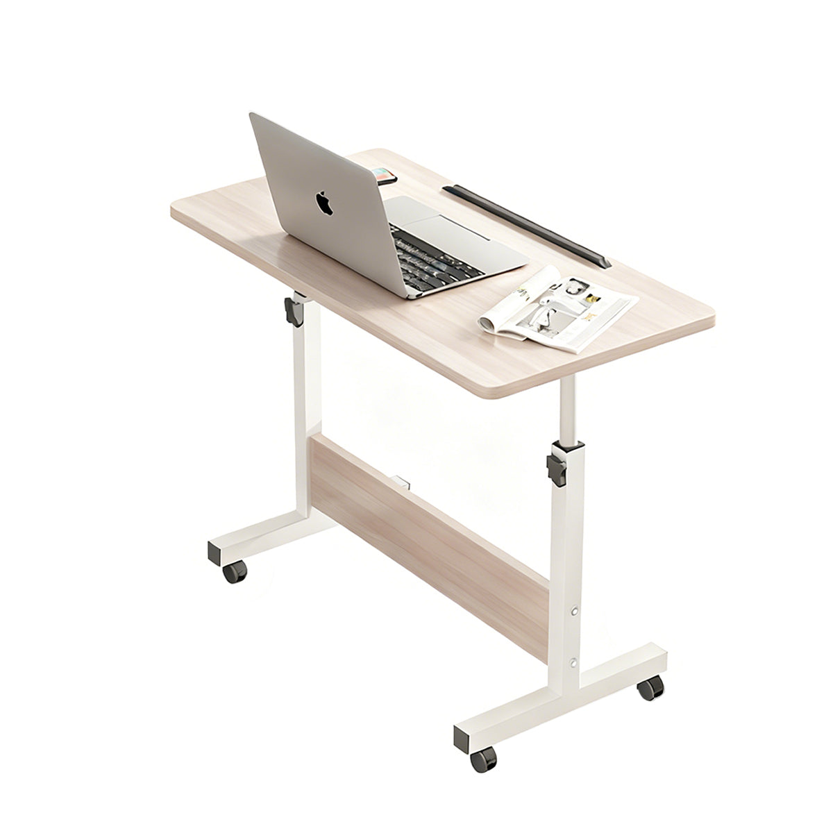 Moveable Foldable Table with Wheels Adjustable Height