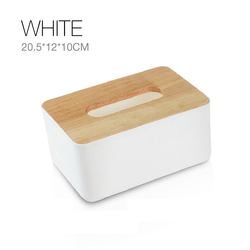 Tissue Box Holder Paper Storage Case with Wooden Cover