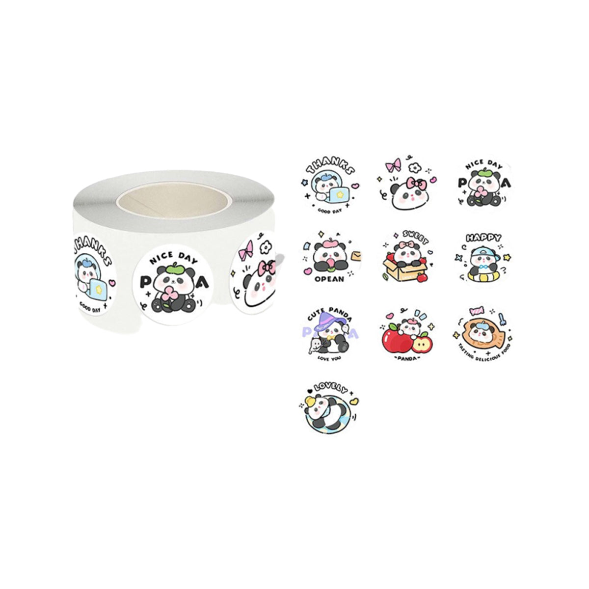 5 Rolls Kapibara Panda Seal Stickers Cartoon Round and Square