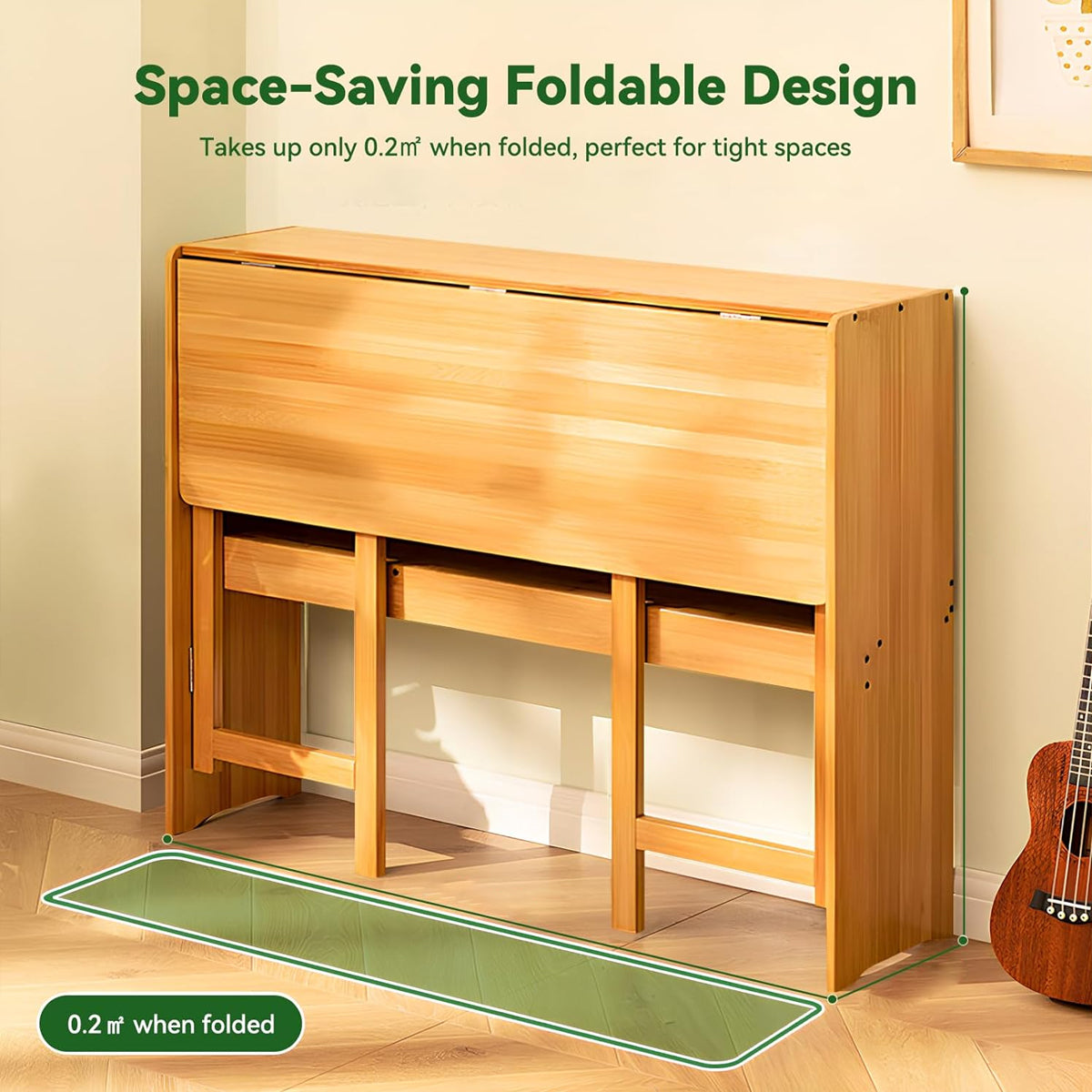 Foldable Bamboo Student Desk with Bottom Shelf