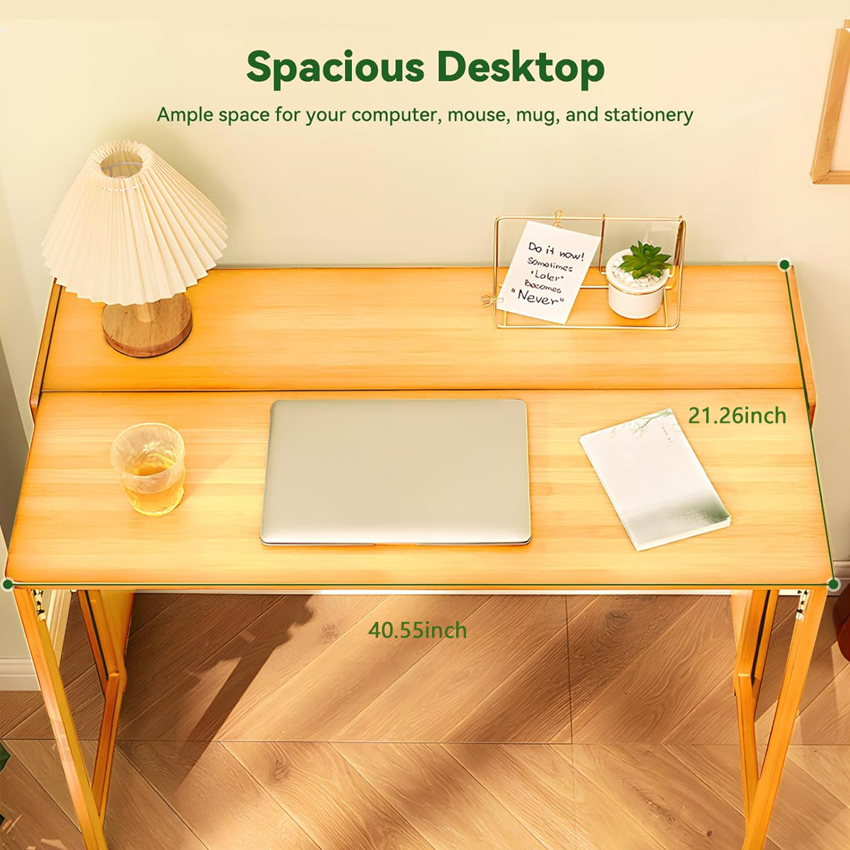 Foldable Bamboo Student Desk with Bottom Shelf