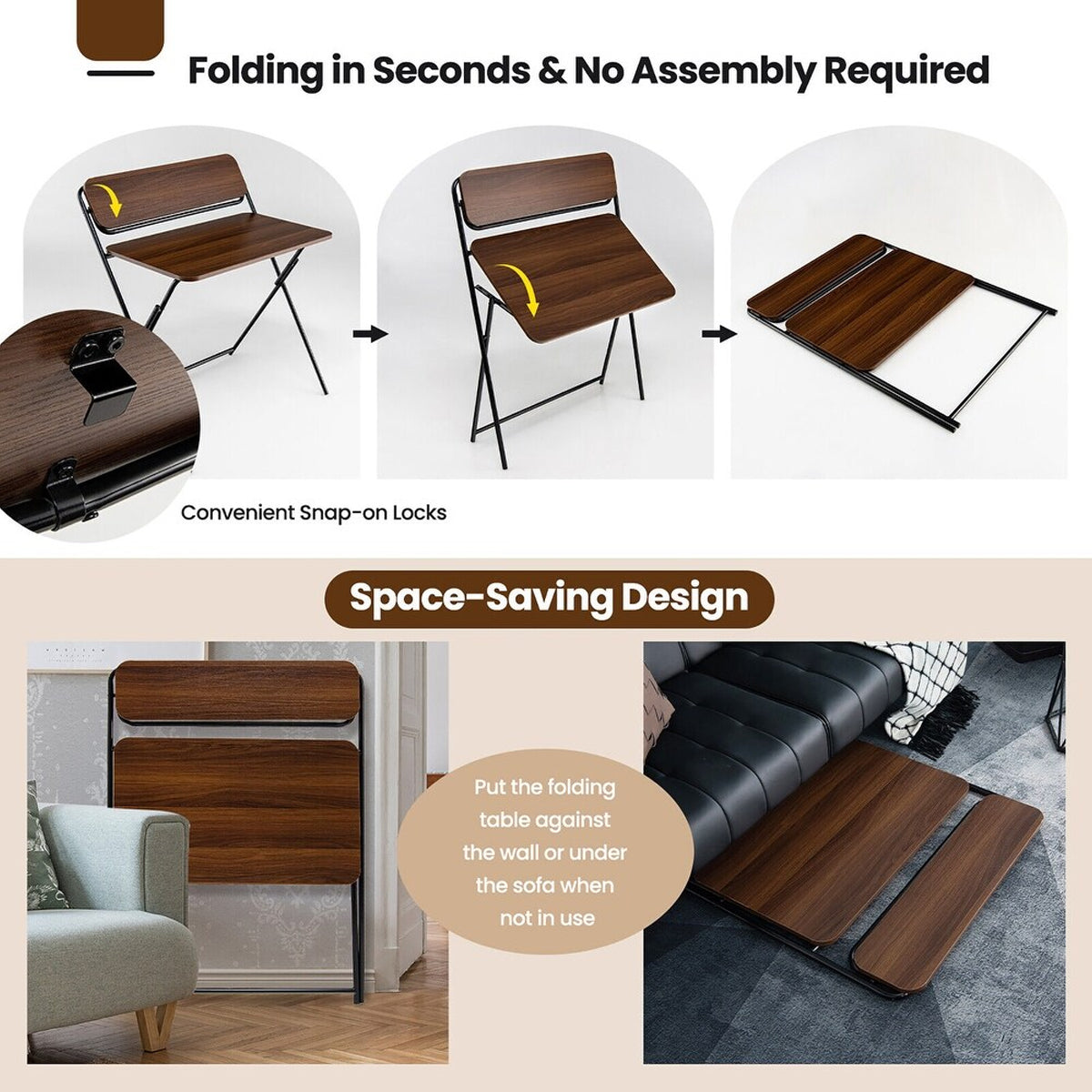 Portable Folding Desk Table X-Shaped Home Office
